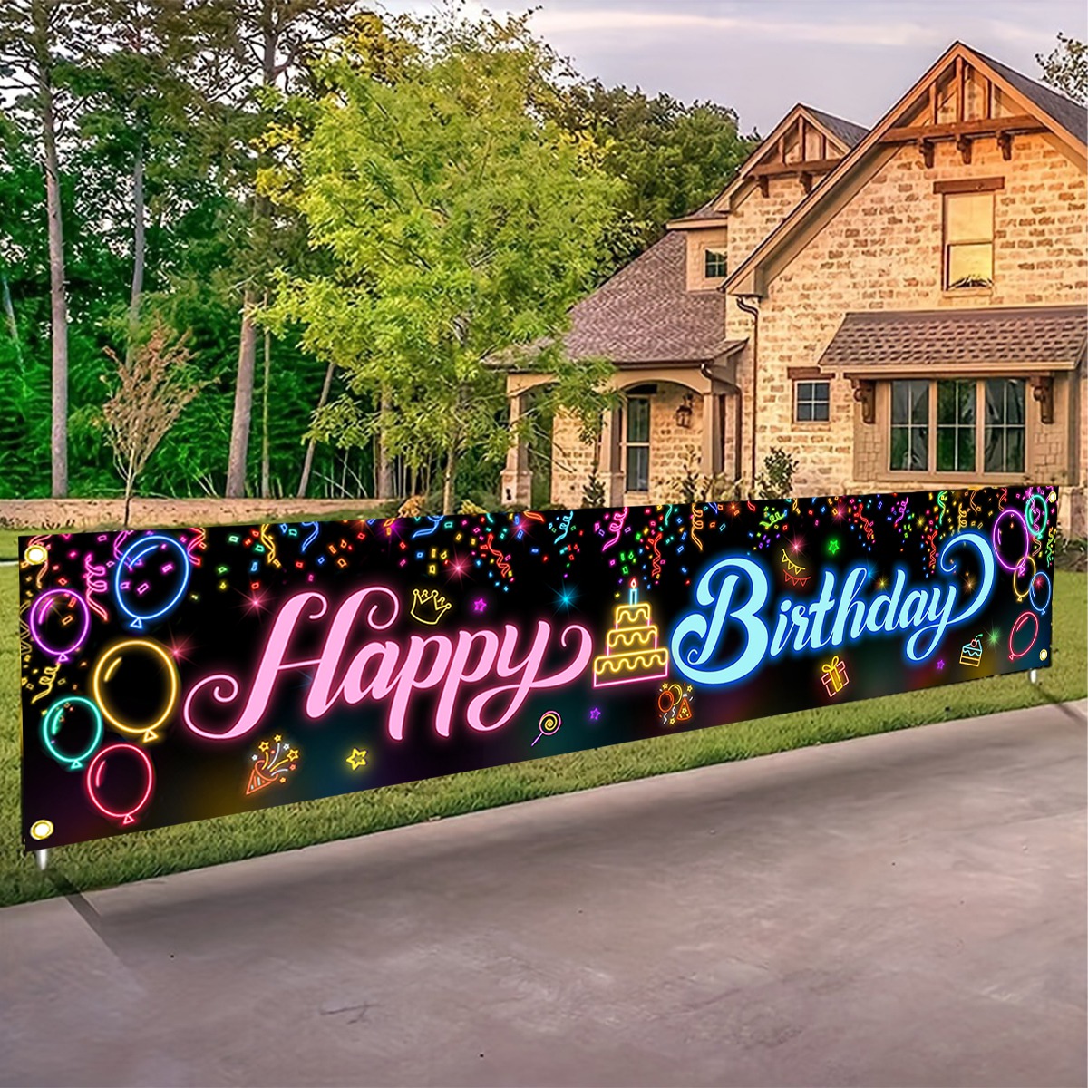 어두운 파티 배너에 1pc 글로우 '생일 축하합니다'  - Science Of Happiness 리뷰 및 가격